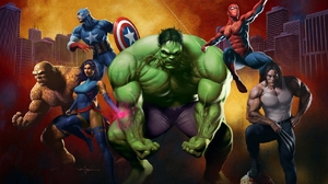 Captain America Hulk Marvel Comics Psylocke Marvel Comics Spider Man Thing Marvel Comics Wolverine 1280x841 Wallpaper