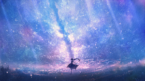 Anime Anime Girls Galaxy Starry Night 1944x1094 Wallpaper