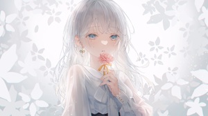 Anime Anime Girls White Hair White Rose 3840x2161 Wallpaper