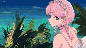 Cogecha Anime Anime Girls Portrait Display Looking At Viewer Water Braids Braided Hair Twintails Ear 3710x7026 wallpaper