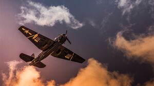 World War Ii United States Navy Aircraft Sky Clouds Sunset Sunset Glow 2400x1600 Wallpaper