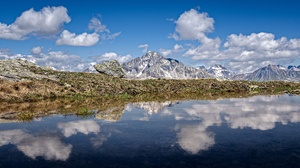 Lake Mountain Panorama Reflection Switzerland 3800x1202 Wallpaper
