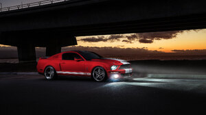Car Ford Ford Mustang Bridge Headlights Night 2048x1356 Wallpaper