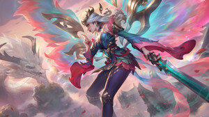 Huyy Nguyen Drawing League Of Legends Kayle League Of Legends Wings Pink Video Game Characters Video 1920x1101 Wallpaper