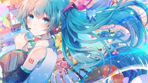 Anime Anime Girls Hatsune Miku Vocaloid Blushing Long Hair Twintails Petals Blue Hair Blue Eyes Look 2023x1433 Wallpaper