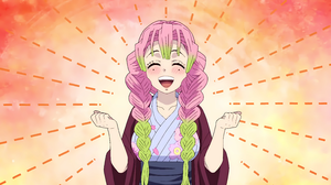 Kimetsu No Yaiba Anime Girls Mitsuri Kanroji Two Tone Hair Braided Hair Closed Eyes Blushing Moles M 7680x4320 Wallpaper