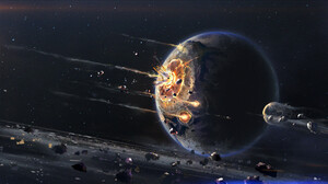 Planet Space Explosion Destruction Artwork Digital Art Digital Spaceship Stars Earth 1920x1080 Wallpaper