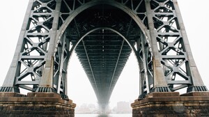 Architecture Bridge New York City Brooklyn River Hudson River Bricks Metal Arch Mist Building Citysc 3840x2160 Wallpaper