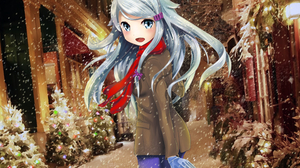 Christmas Coat Girl Glove Grey Eyes Imouto Sae Ireba Ii Long Hair Nayuta Kani Scarf Snow White Hair 4093x2894 Wallpaper