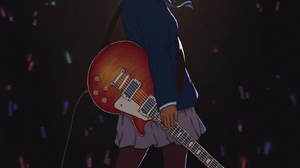 K ON JK Looking Back Solo Anime Girls School Uniform Brunette Bangs Hair Clip Guitar Standing Concer 2860x3996 Wallpaper
