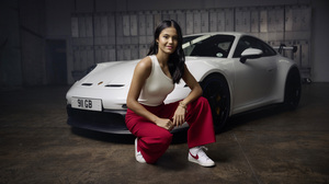 Emma Raducanu Tennis Sport British Porsche Commercial Athletes Women Car Women With Cars 3593x2020 Wallpaper