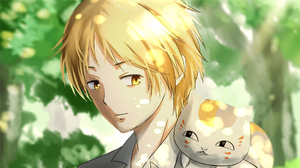 Natsume Yuujinchou Anime Boys Cats Animals Trees Blonde Yellow Eyes Sunlight 1920x1080 Wallpaper