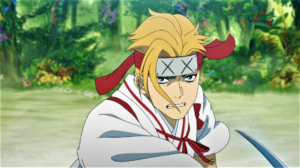 Hells Paradise Jigokuraku Yamada Asaemon Tenza Headband Blonde Sword Katana Angry Nature Trees Anime 1920x1080 Wallpaper