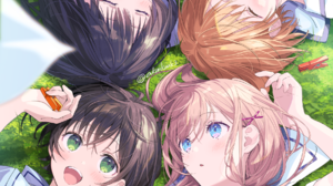 Anime Girls Grass Schoolgirl School Uniform Closed Eyes 1800x2677 Wallpaper