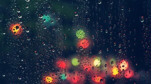 Bokeh Blurred Depth Of Field Lights Water Drops Glass Night Transparency Rain Water On Glass 1920x1080 Wallpaper