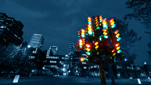Architecture Building City Light Night Selective Color Time Lapse 2560x1600 Wallpaper