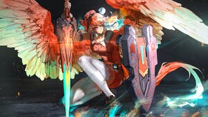 Hololive Hololive English Takanashi Kiara Chickens Redhead Anime Girls Virtual Youtuber Sword Shield 3674x2235 Wallpaper