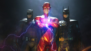 Ezra Miller Ben Affleck Michael Keaton Flash Batman Superhero 3840x2160 Wallpaper