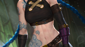 Jinx League Of Legends League Of Legends Arcane Video Games Video Game Girls Braids Twintails Tattoo 2400x3557 Wallpaper