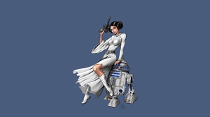 R2 D2 Princess Leia 6000x3200 Wallpaper