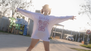 Asian Women Model Twintails Brunette T Shirt Open Arms Women Outdoors Smiling Sunlight 8478x5652 Wallpaper