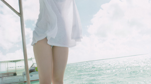 Women Model Brunette Standing Tiptoe Flip Flops White Tops Women Outdoors 1433x2048 Wallpaper