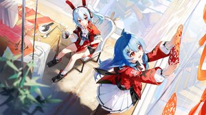 Anime Anime Girls 22 Bilibili 33 Bilibili Bilibili Headphones Scissors Standing Sitting Chair Window 2048x1152 wallpaper