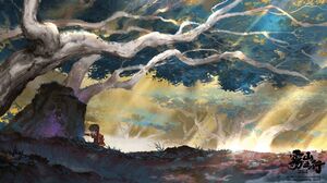 Ink Wind Watermarked Chinese Anime Boys Sunlight Trees Grass Forest 3000x1688 Wallpaper