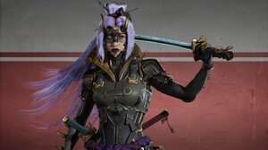 Digital Art Artwork Illustration Women Horns Sword Women With Swords Cyberpunk Samurai Katana Long H 2688x1512 Wallpaper