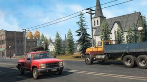 Snowrunner Truck Car Video Games CGi Town Building Vehicle 1920x1080 Wallpaper