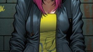 Ai Art Vertical Portrait Display Women Comics Pink Hair Hooded Jacket Alleyway Hair Over One Eye Loo 1080x2160 Wallpaper