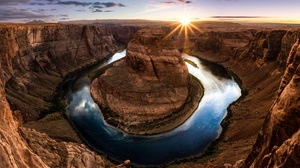Cliff Colorado Nature River Sunbeam 9240x5197 wallpaper