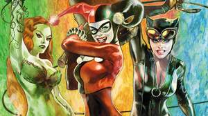 Catwoman Gotham City Sirens Harley Quinn Poison Ivy 1920x1080 wallpaper