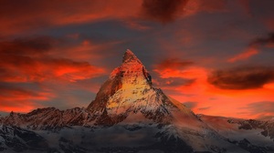 Matterhorn Italy Mountain Peak Cliff Sunset Cloud Nature 6000x3376 Wallpaper