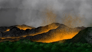 Digital Painting Digital Art Lava Nature Landscape 1920x1080 Wallpaper