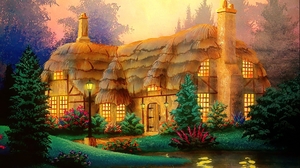 Artistic Cottage Magical Landscape Colorful 2560x1600 Wallpaper