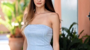 Model Women Outdoors Dress Long Hair Bare Shoulders 900x1350 wallpaper
