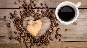 Cookie Cup Coffee Beans Heart Shaped 4928x3264 Wallpaper