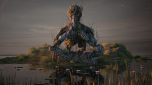 Artwork CGi 3D Abstract Nature Meditation Digital Art Water Lilies Water Sky Reflection Leaves Cloud 2560x1440 Wallpaper