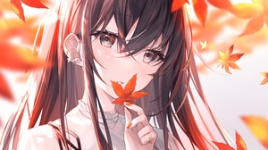 Anime Anime Girls Kagachi Saku Artwork Fall Leaves 3000x2121 Wallpaper