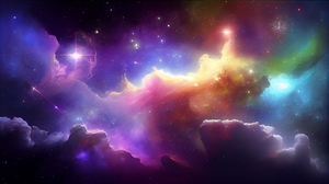 Ai Art Illustration RGB Clouds Nebula Universe Stars Space 2688x1536 Wallpaper