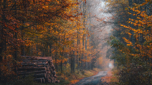 Path Fall Mist Forest Nature Log Outdoors Photography Micha Tomczak Trees 2048x1365 Wallpaper