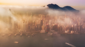 China Photography Trey Ratcliff Clouds Aerial View Skyscraper Hong Kong 3840x2160 Wallpaper