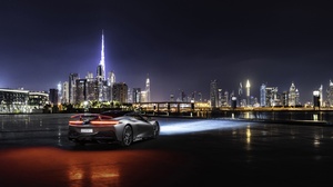 Dubai Pininfarina Car Night Silver Car Sport Car Supercar 7680x4320 Wallpaper