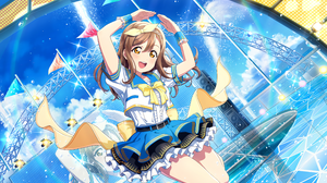 Kunikida Hanamaru Love Live Love Live Sunshine Anime Anime Girls Uniform Bow Tie Sky Clouds Open Mou 4096x2520 Wallpaper