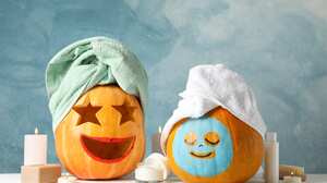 Halloween Humor Candles Spa Pumpkin Still Life Towel 2560x1707 Wallpaper