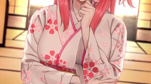 Anime Anime Girls Hololive Sakura Miko Long Hair Pink Hair Solo Artwork Digital Art Fan Art Green Ey 2894x4093 Wallpaper