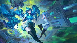 22 Bilibili 33 Bilibili Anime Anime Girls Two Women Long Hair Blue Hair Legs 3413x2559 Wallpaper