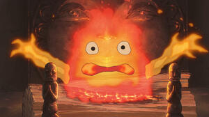 Studio Ghibli Anime Cartoon Howls Moving Castle Calcifer Anime Screenshot Fire Wood 1920x1038 Wallpaper