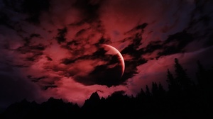 Moon Clouds Nature Night Screen Shot Video Games The Elder Scrolls Red Moon The Elder Scrolls V Skyr 1920x1080 Wallpaper